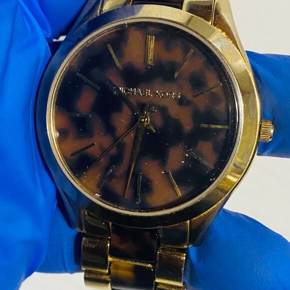 Michael Kors MK4284 Women's Runway Gold-Tone Steel Tortoise Acetate Dial - Picture 15 of 17